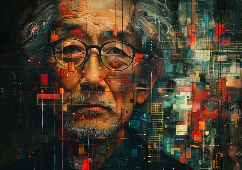 Abstract portrait of Satoshi Nakomuto.