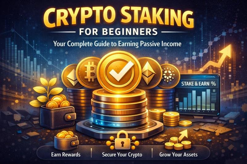 Infographic titled: Crypto Staking for Beginners.