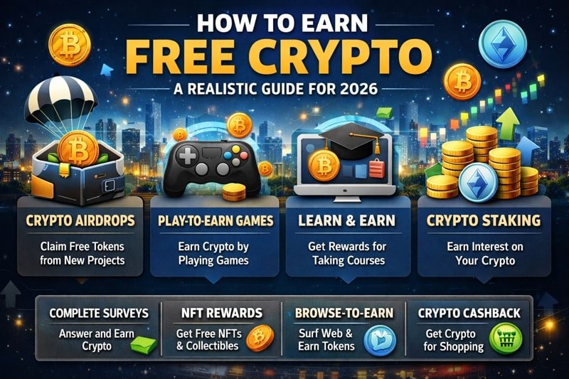 Infographic about free crypto earning.